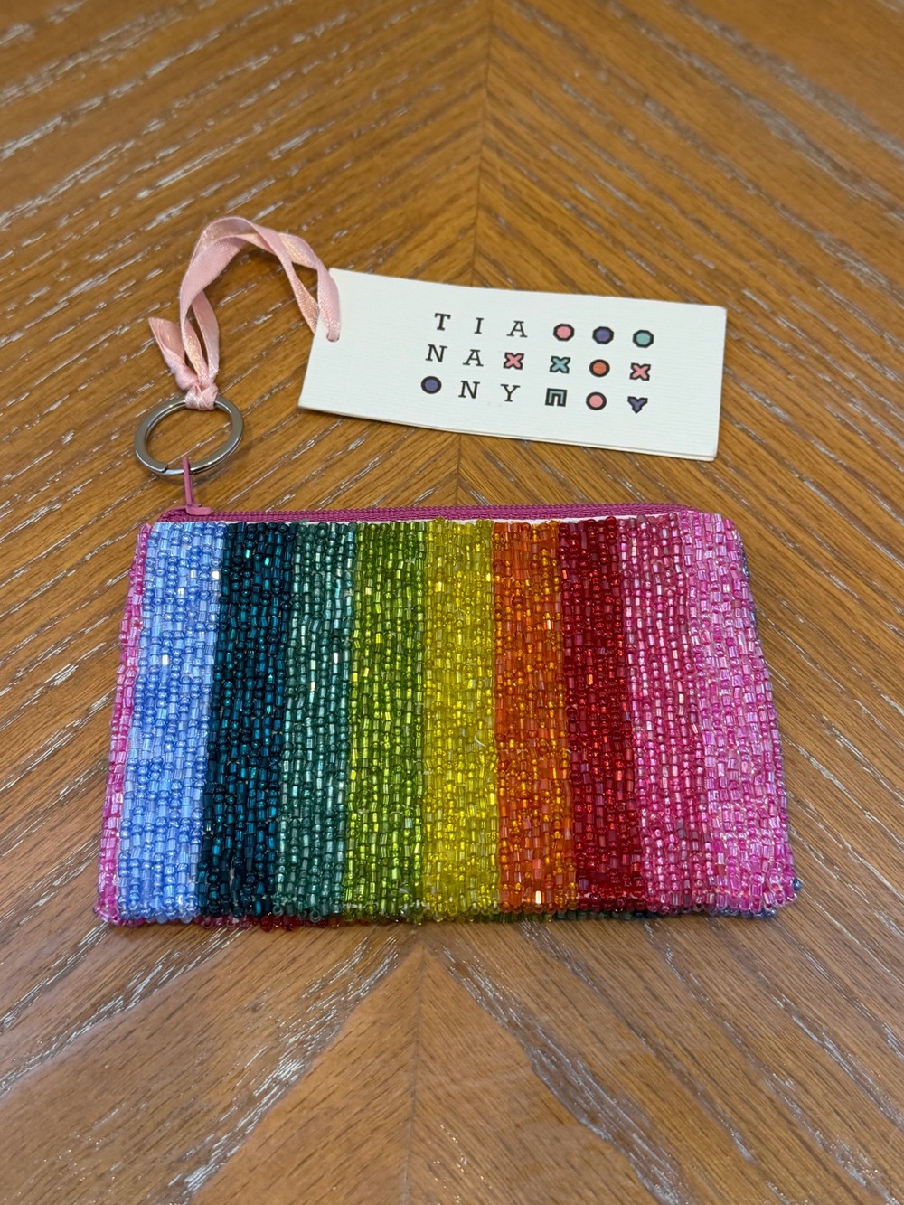 NWT Tiana NY Beaded Rainbow Coin Purse Pouch Wallet
